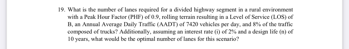 What is the number of lanes required for a