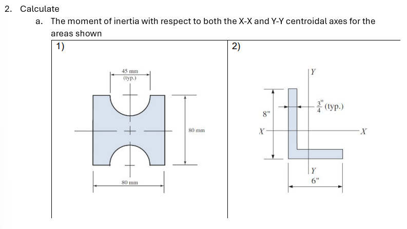 Calculate a . The moment of inertia with respect