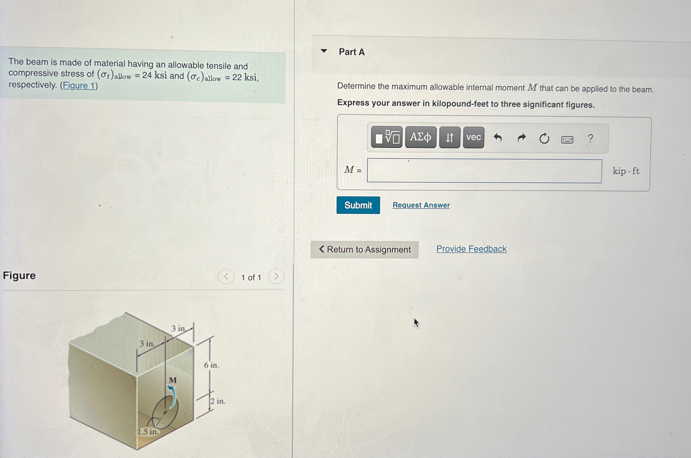 The beam is made of material having an allowable