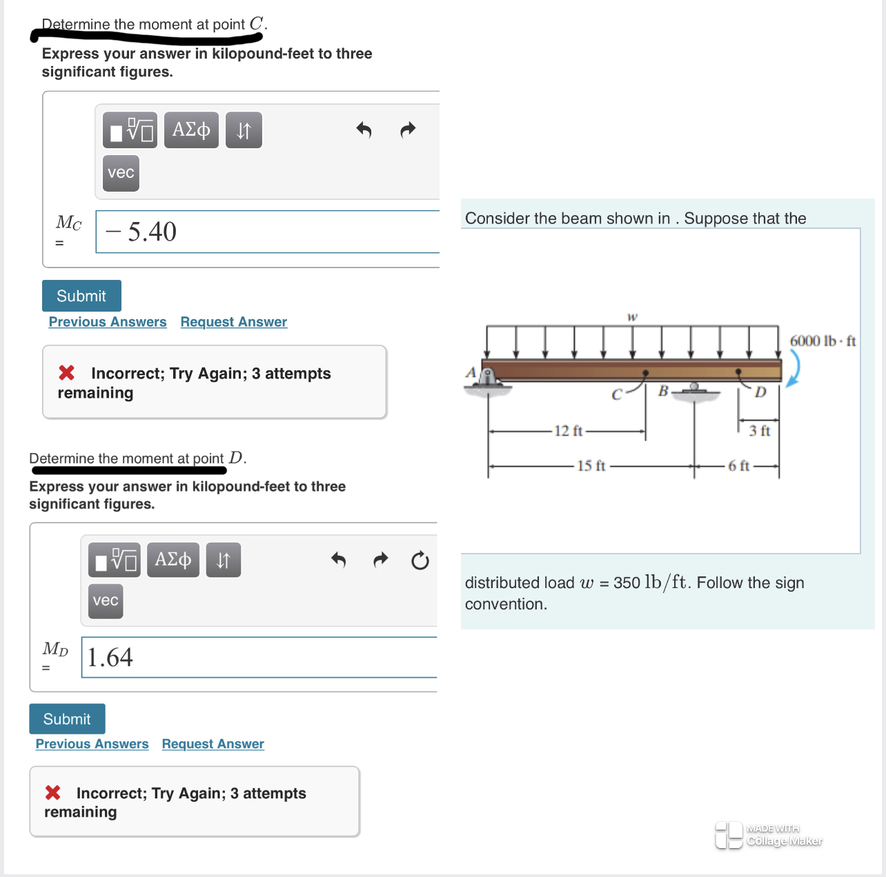 \ end { array } ] Previous Answers Request Answer