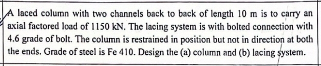 A laced column with two channels back to back of