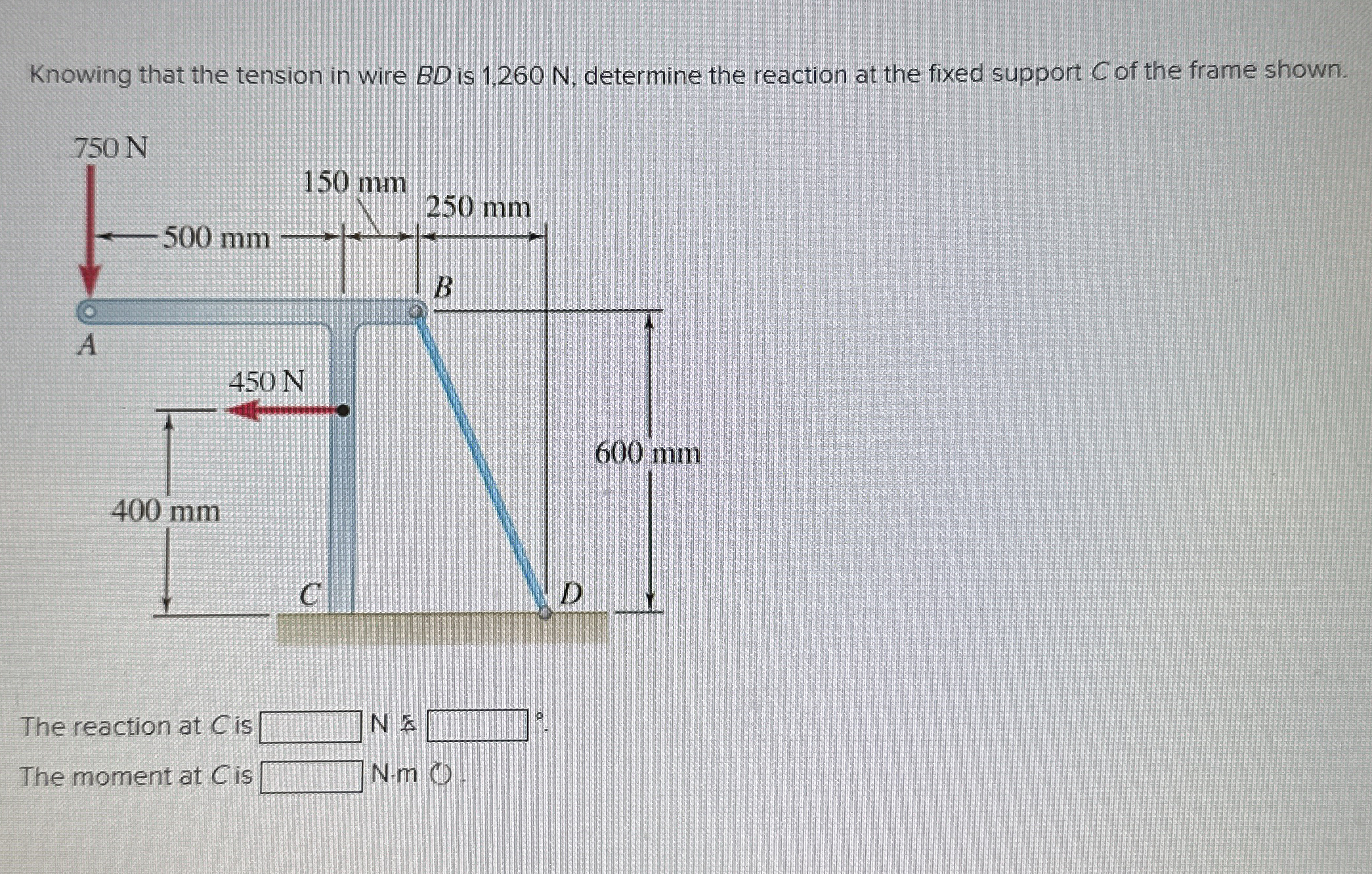 Knowing that the tension in wire BD is 1 , 2 6 0