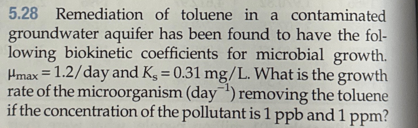 5 . 2 8 Remediation of toluene in a contaminated