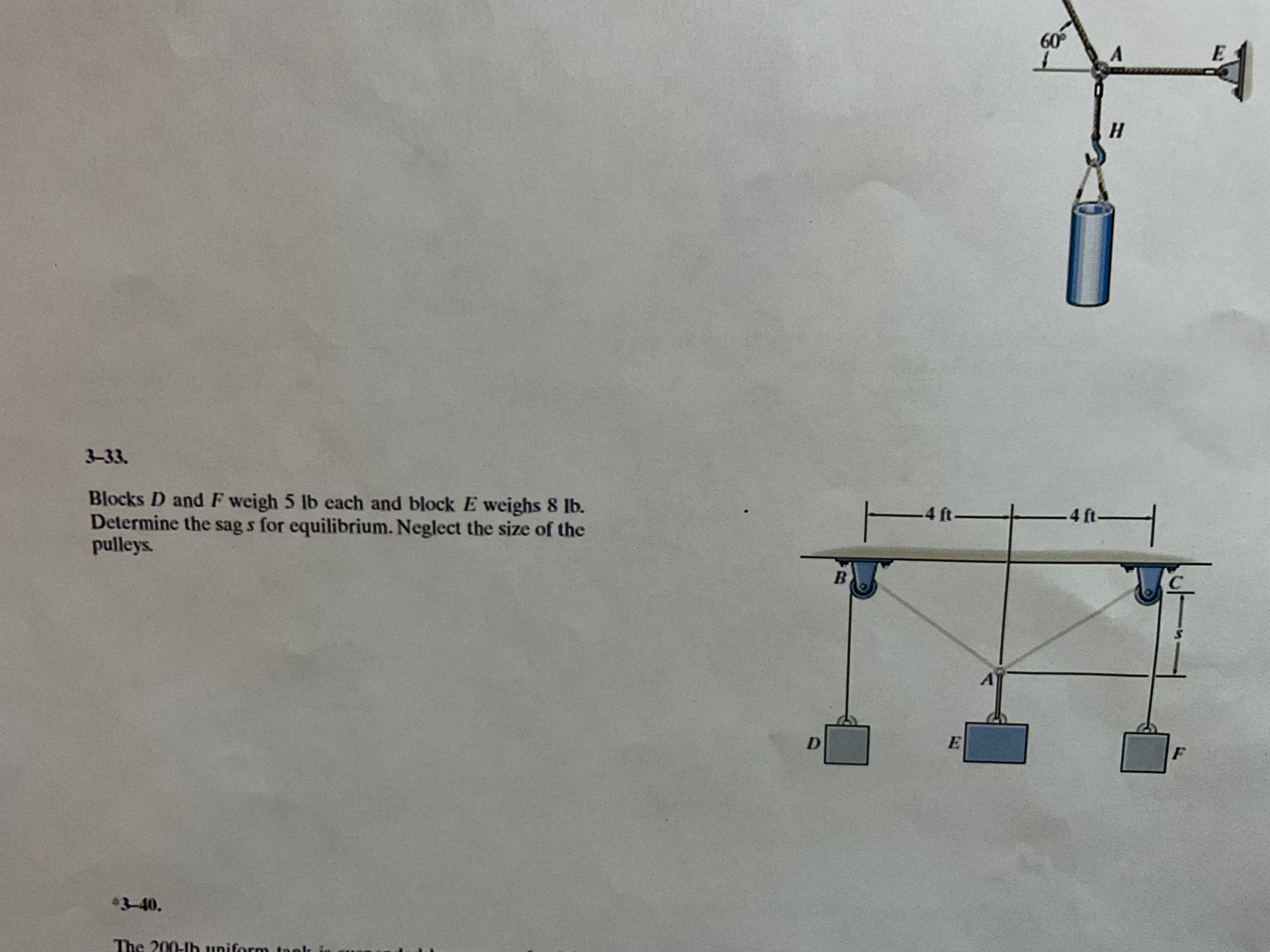 3 - 3 3 . Blocks D and F weigh 5 l b each and