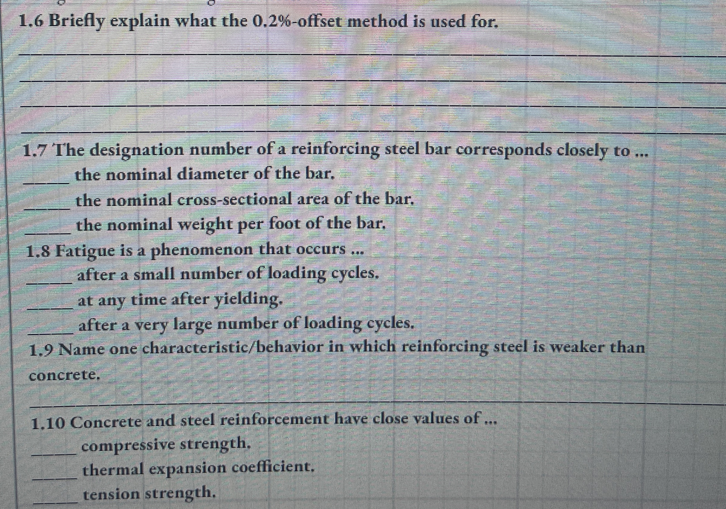 1 . 6 Briefly explain what the 0 . 2 % - offset