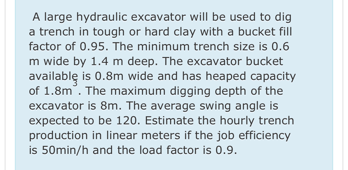 A large hydraulic excavator will be used to dig a