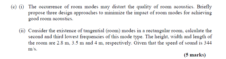 ( c ) ( i ) The occurrence of room modes may
