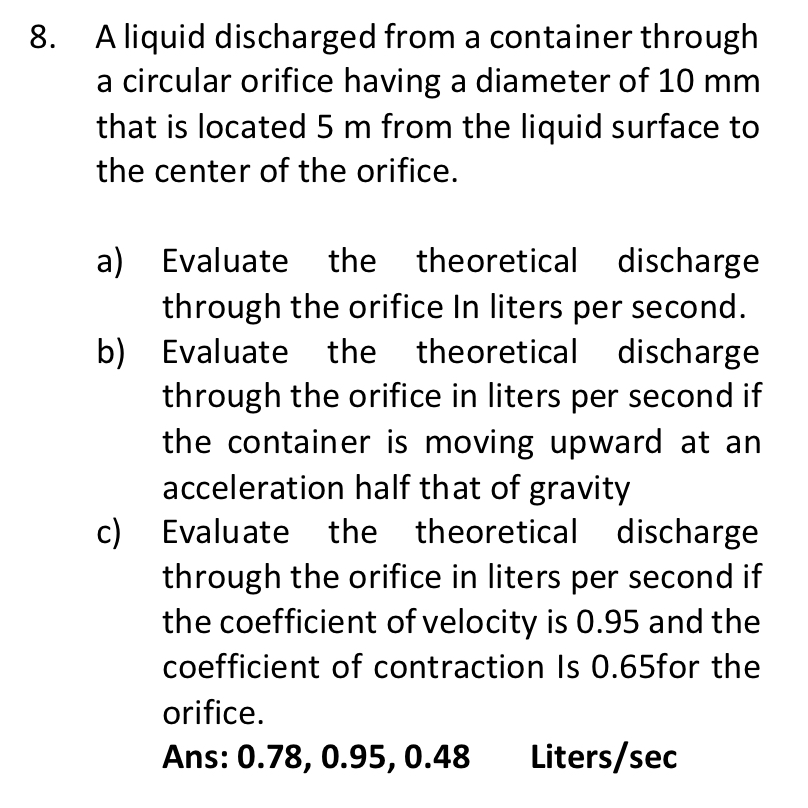 A liquid discharged from a container through a