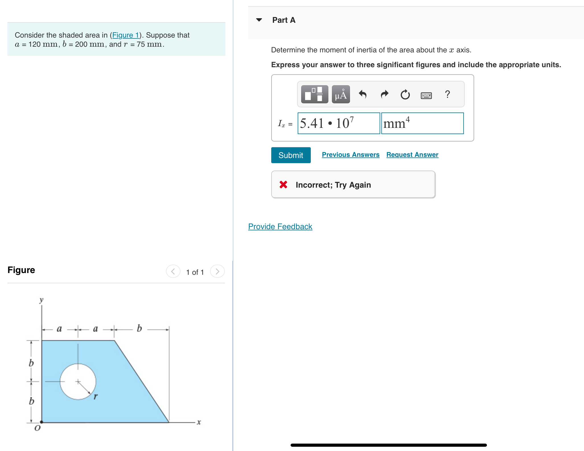 Part A Consider the shaded area in ( Figure 1 ) .
