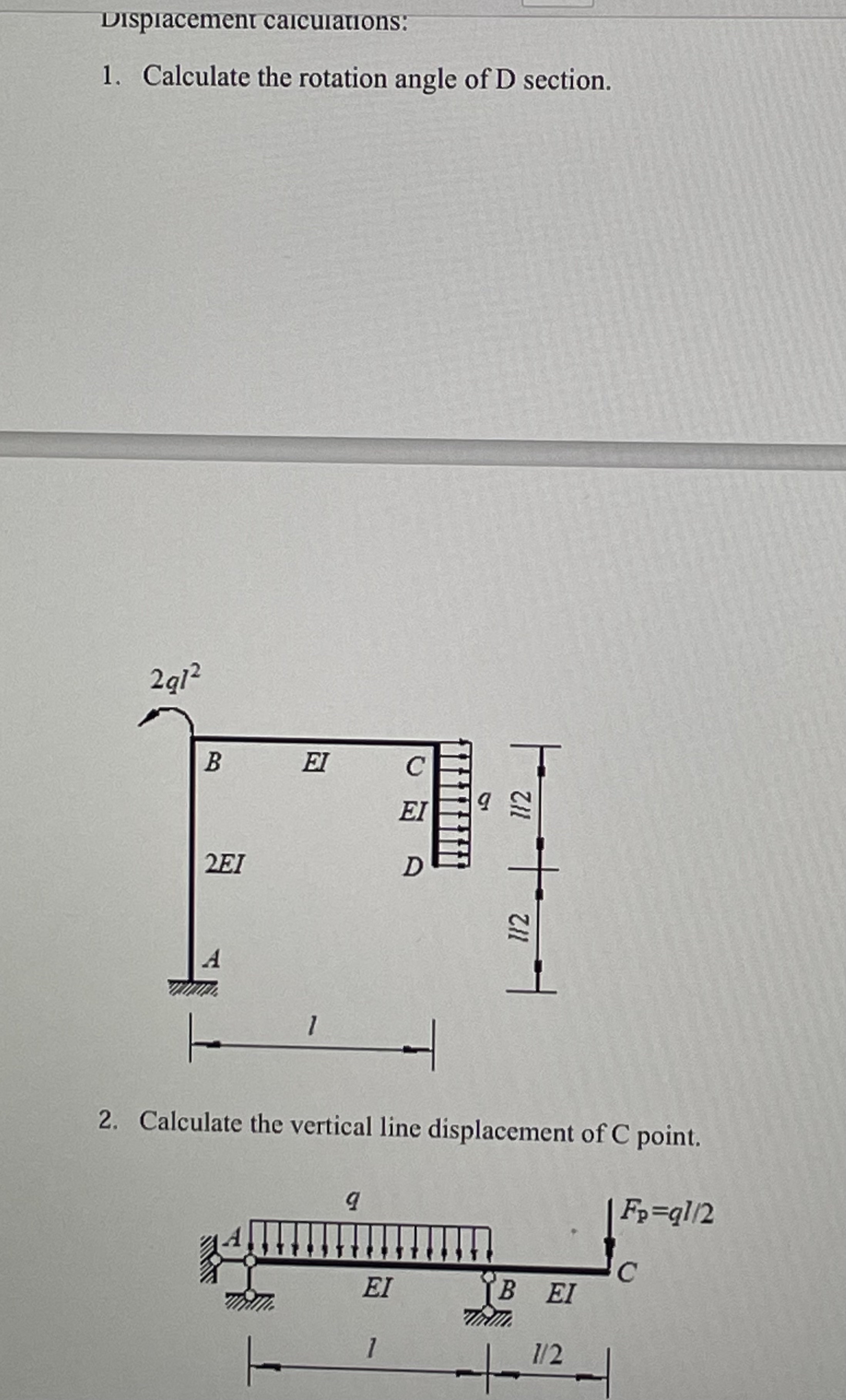 Displacement calculations: Calculate the rotation