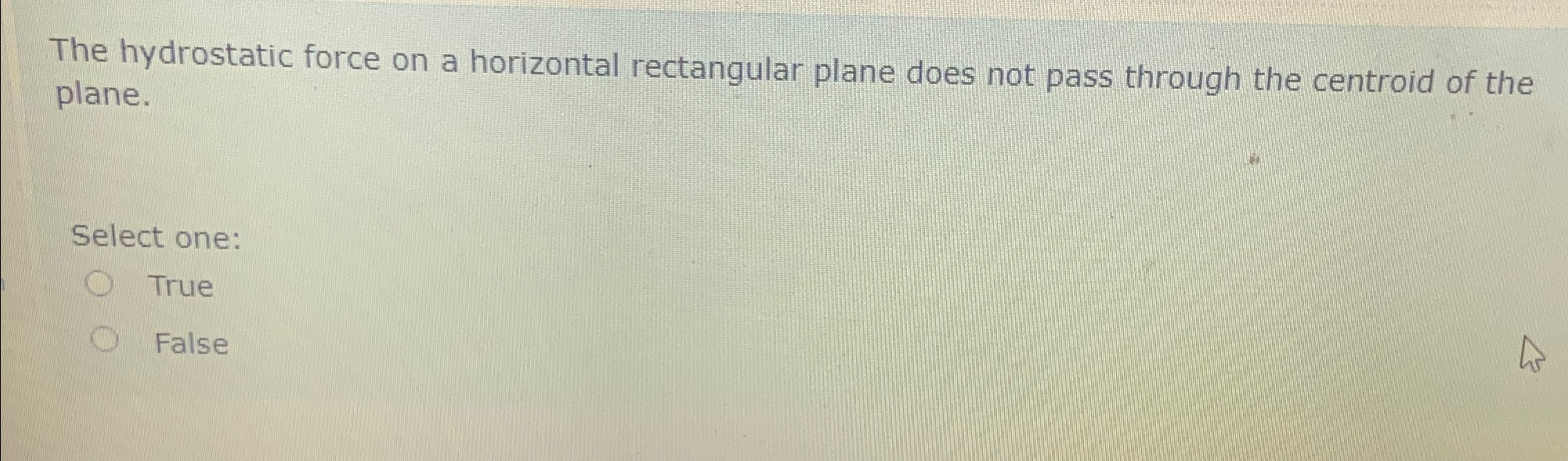 The hydrostatic force on a horizontal rectangular