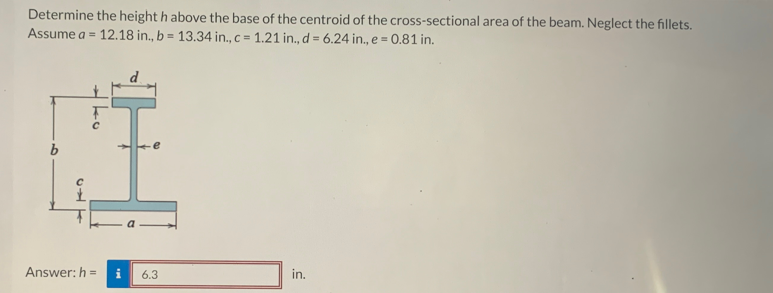 Determine the height h above the base of the