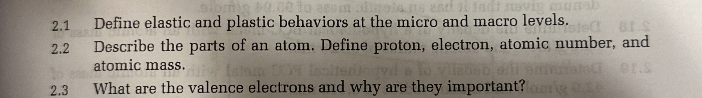 2 . 1 Define elastic and plastic behaviors at the