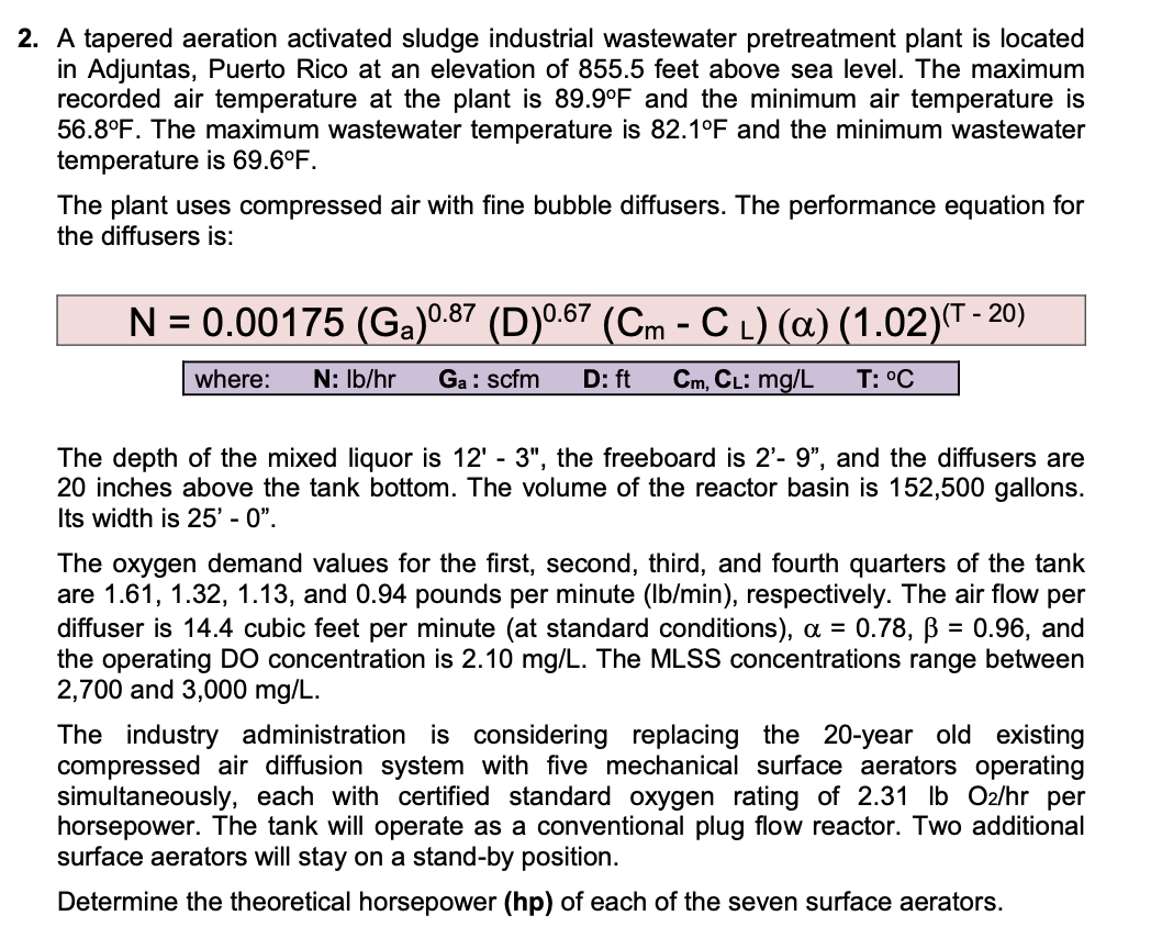 A tapered aeration activated sludge industrial