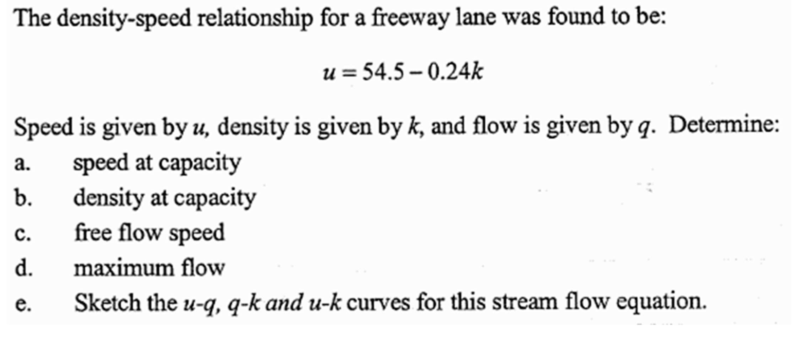The density - speed relationship for a freeway