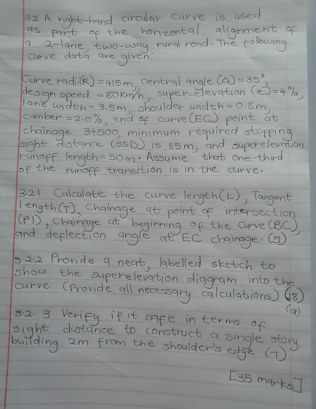 3 . 2 A right - hand circular curve is used as