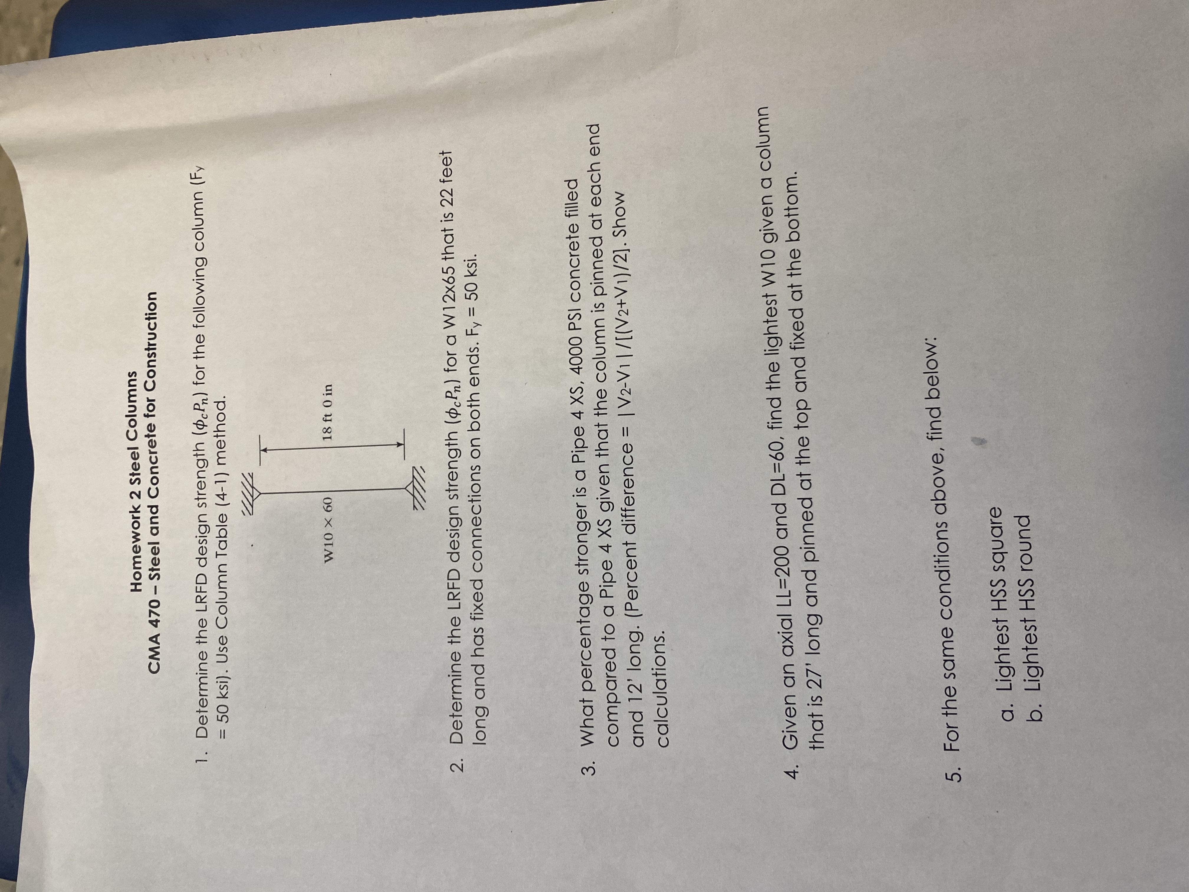 1 . Determine the LRFD design strength ( cPn )