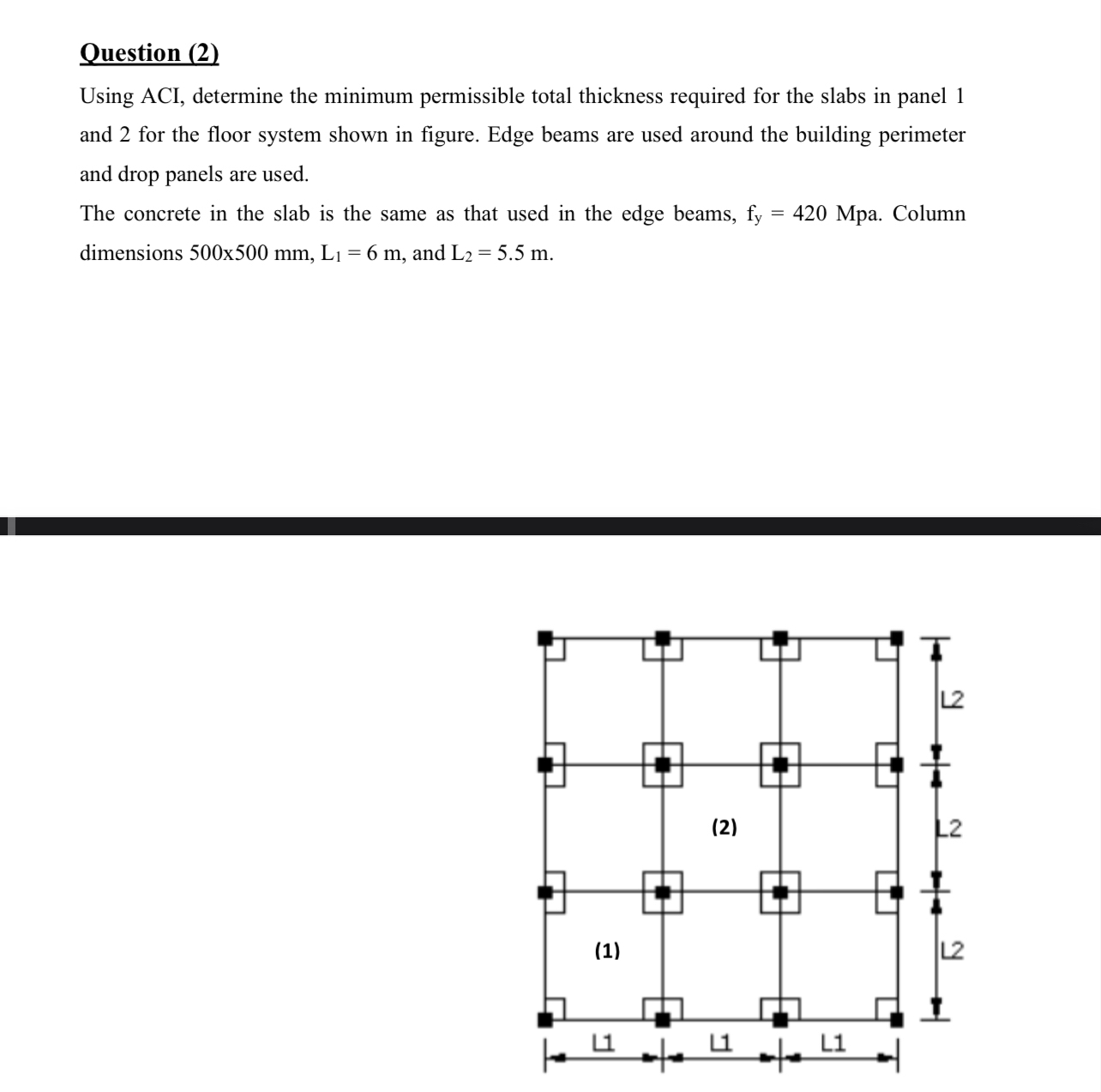 Question ( 2 ) Using ACI, determine the minimum