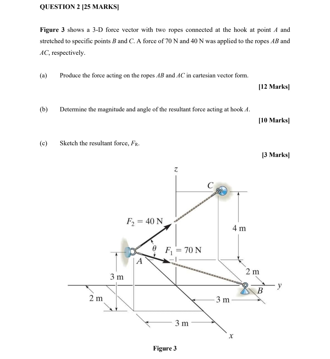 QUESTION 2 [ 2 5 MARKS ] Figure 3 shows a 3 - D