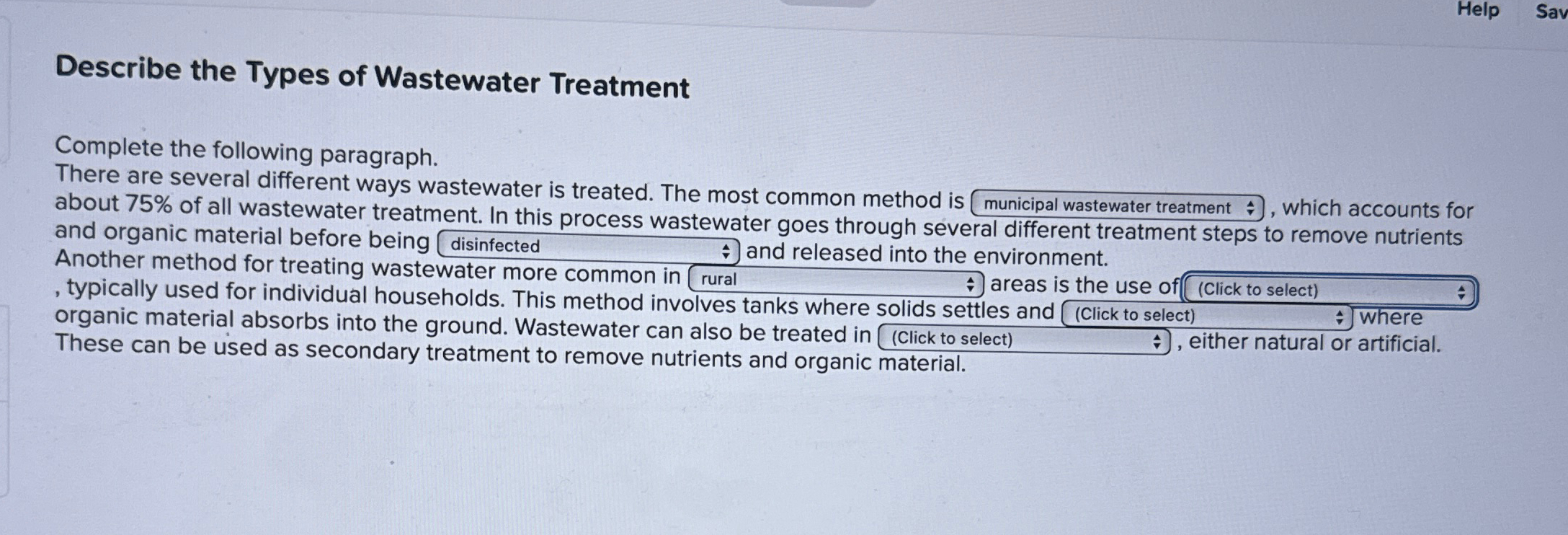 Describe the Types of Wastewater Treatment