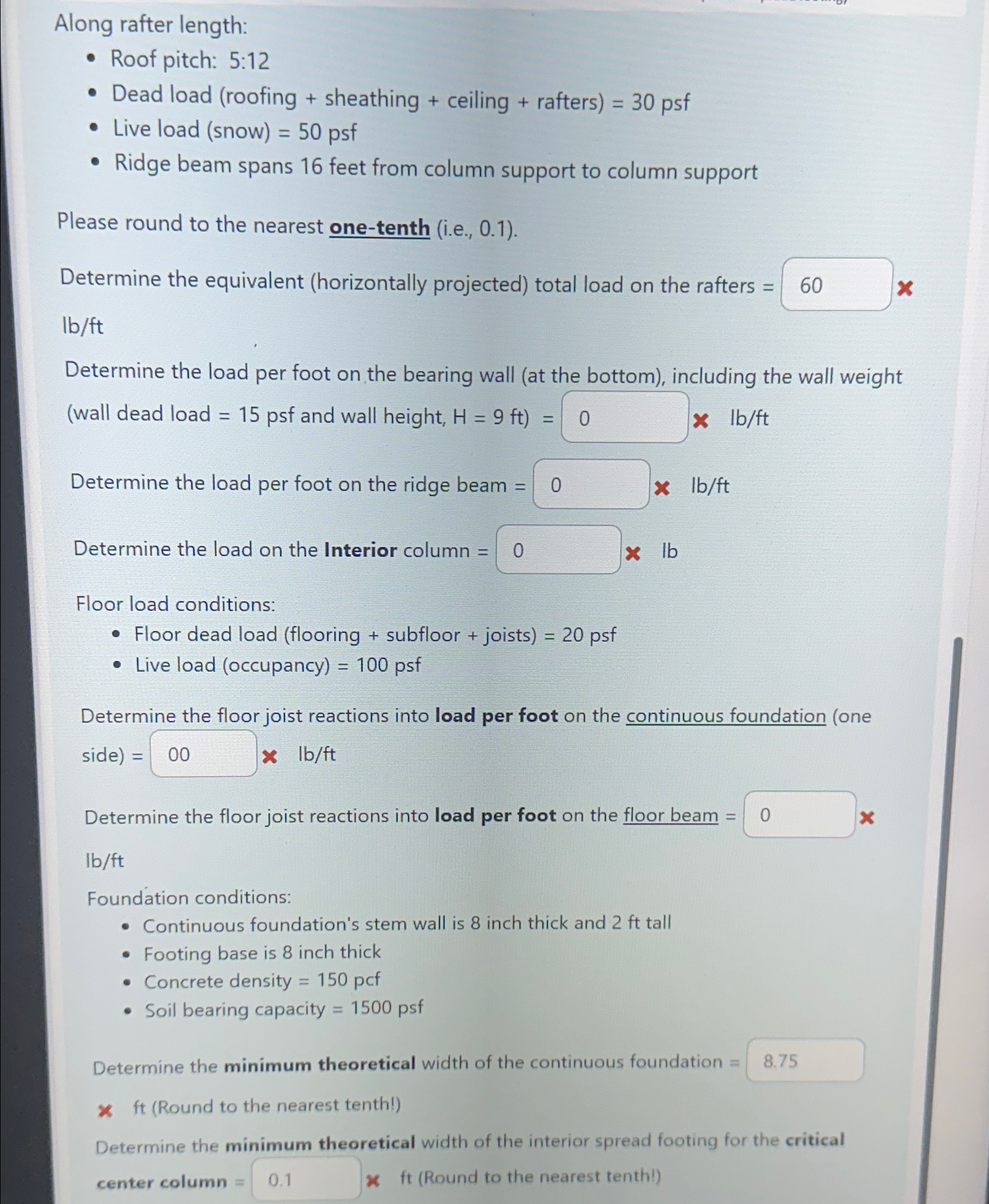 Along rafter length: Roof pitch: 5 : 1 2 Dead