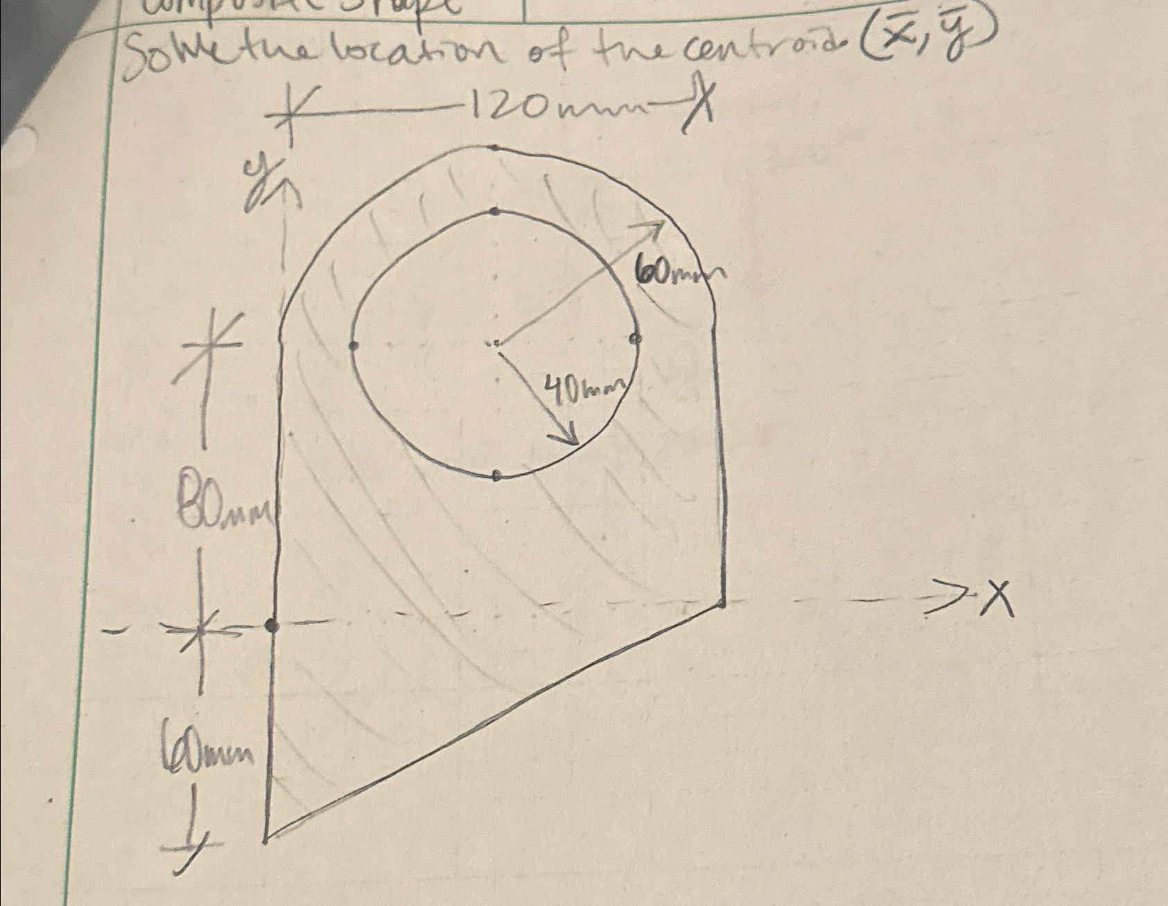 Solve the location of the centroid ( x , b a r (
