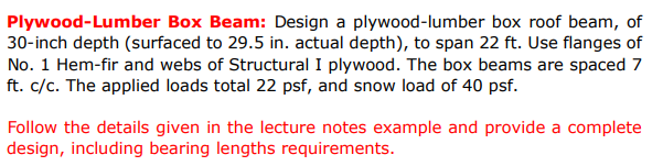 . Plywood - Lumber Box Beam: Design a plywood -