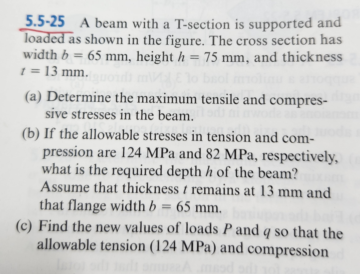 5 . 5 - 2 5 A beam with a T - section is