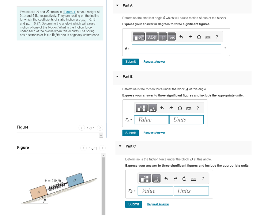 Part A Two blocks A and B shown in ( Figure 1 )