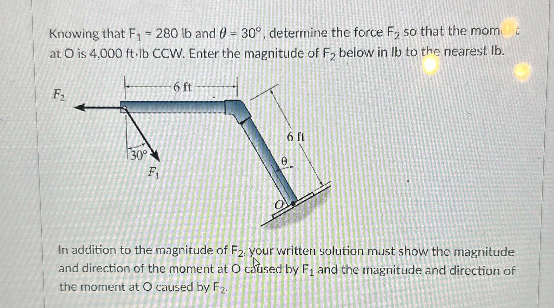 Knowing that F 1 = 2 8 0 l b and = 3 0 ,