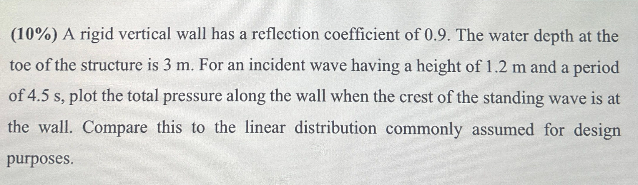 ( 1 0 % ) A rigid vertical wall has a reflection