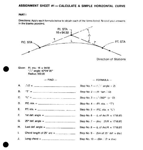 PART I Directions: Apply each formula bokow to