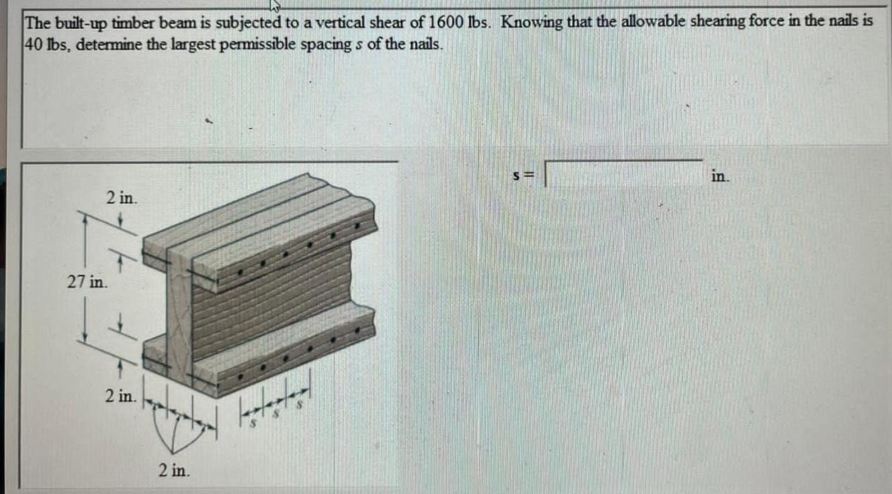 The built - up timber beam is subjected to a