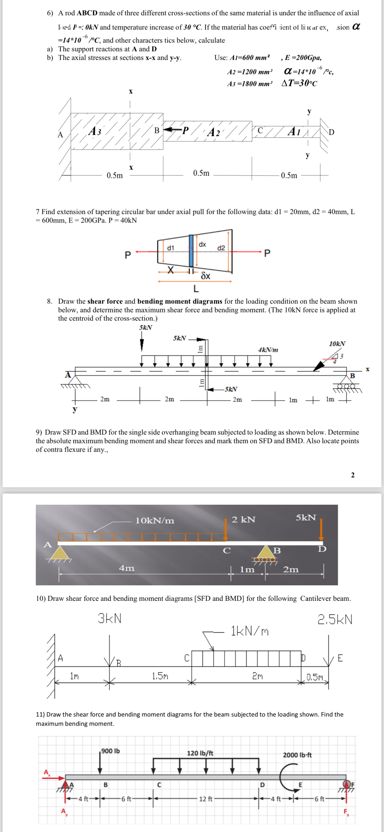 A rod ABCD made of three different cross -