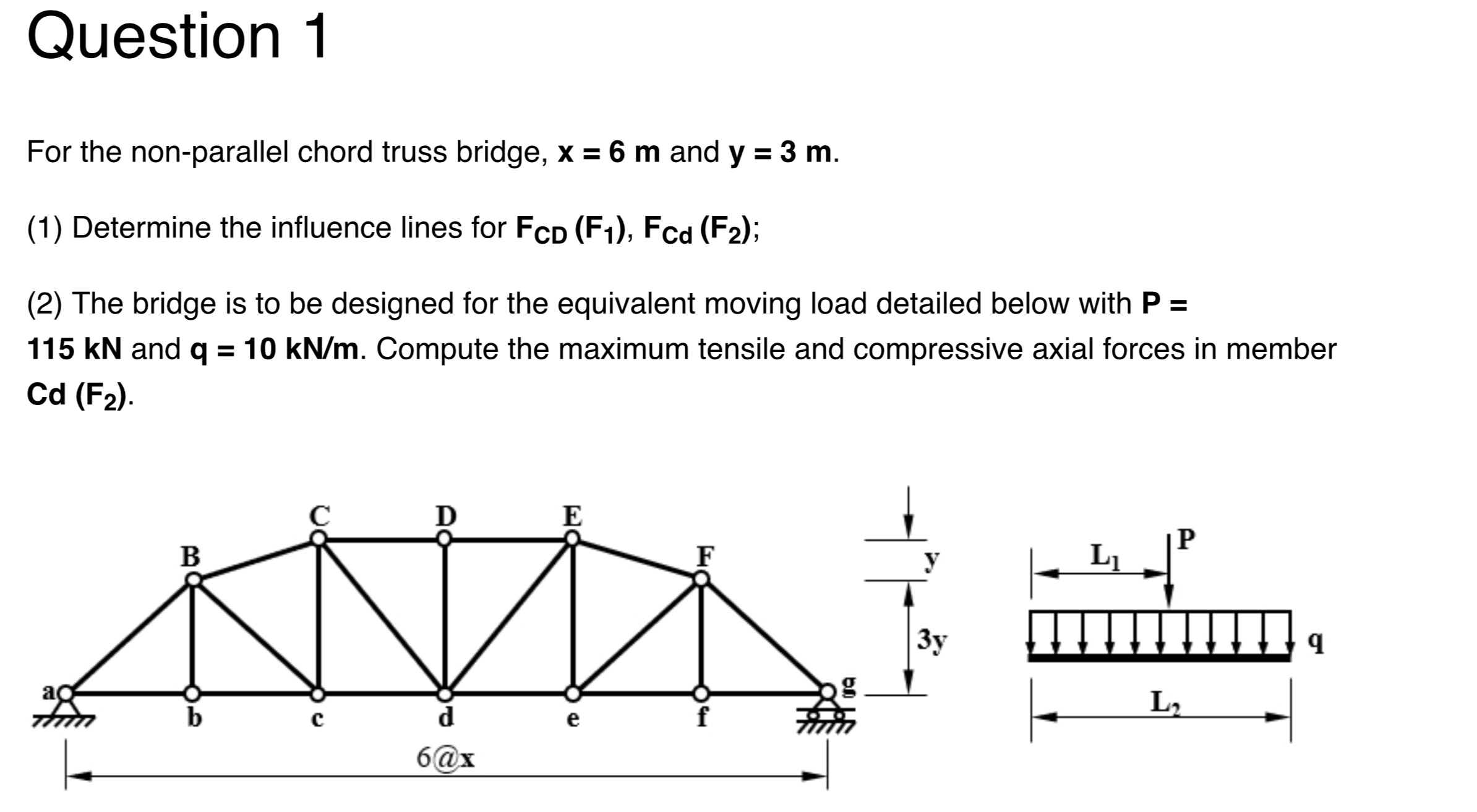 Question 1 For the non - parallel chord truss