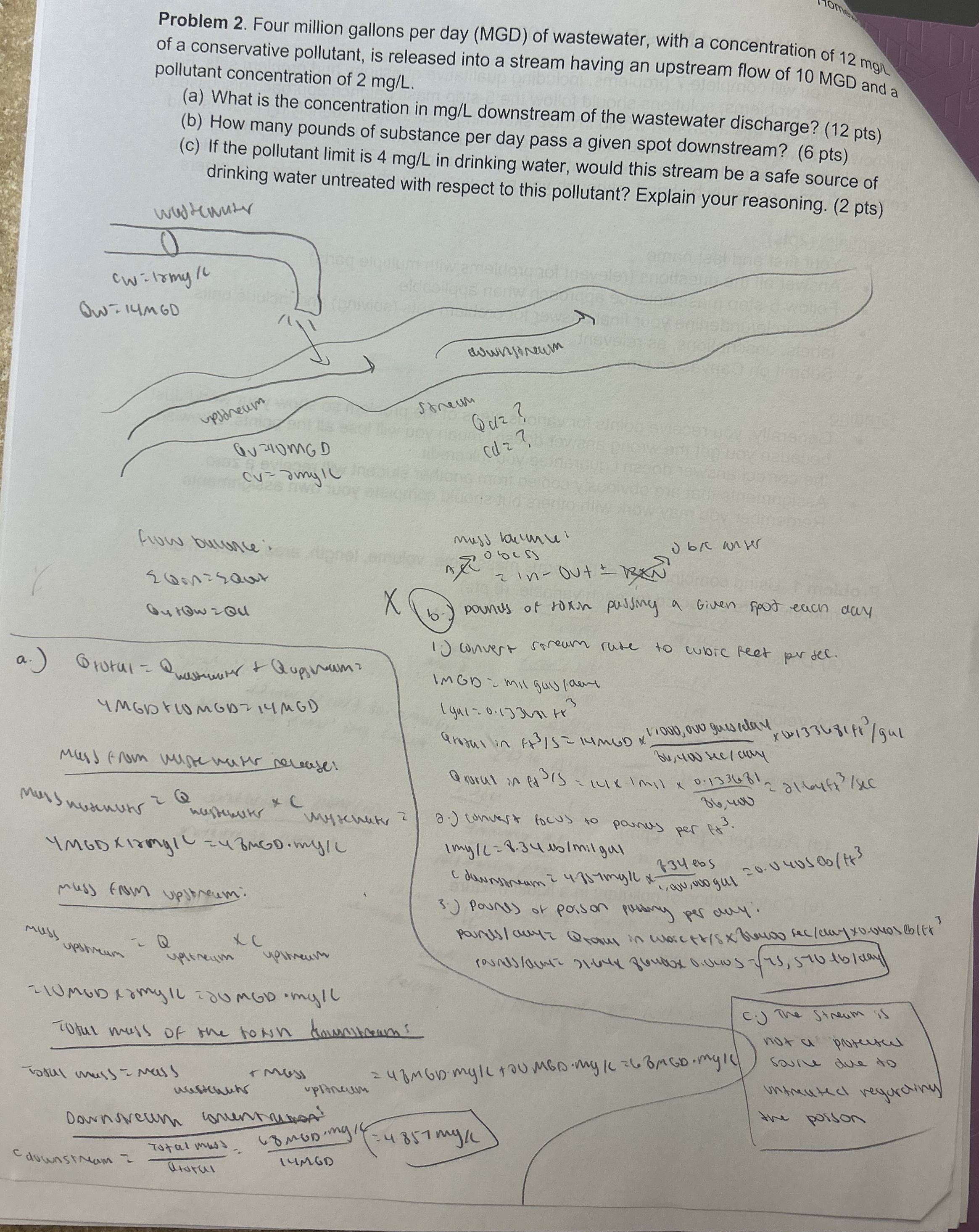 Problem 2 . Four million gallons per day ( MGD )