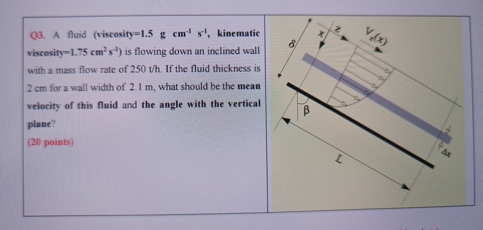 Q 3 . A fluid ( viscosity = 1 . 5 g c m - 1 s - 1