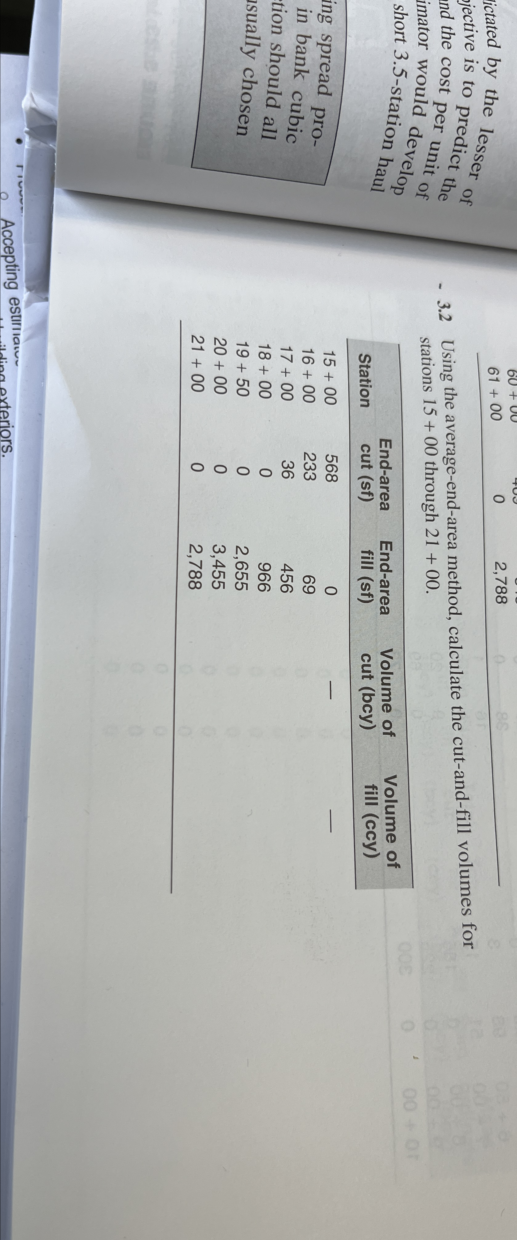 3 . 2 Using the average - end - area method,