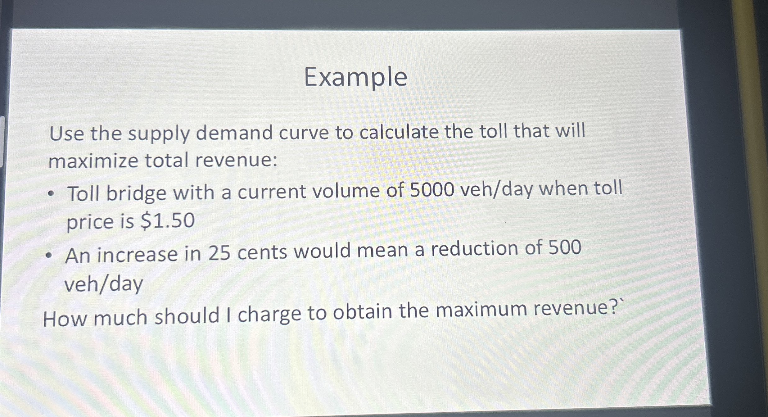 Example Use the supply demand curve to calculate