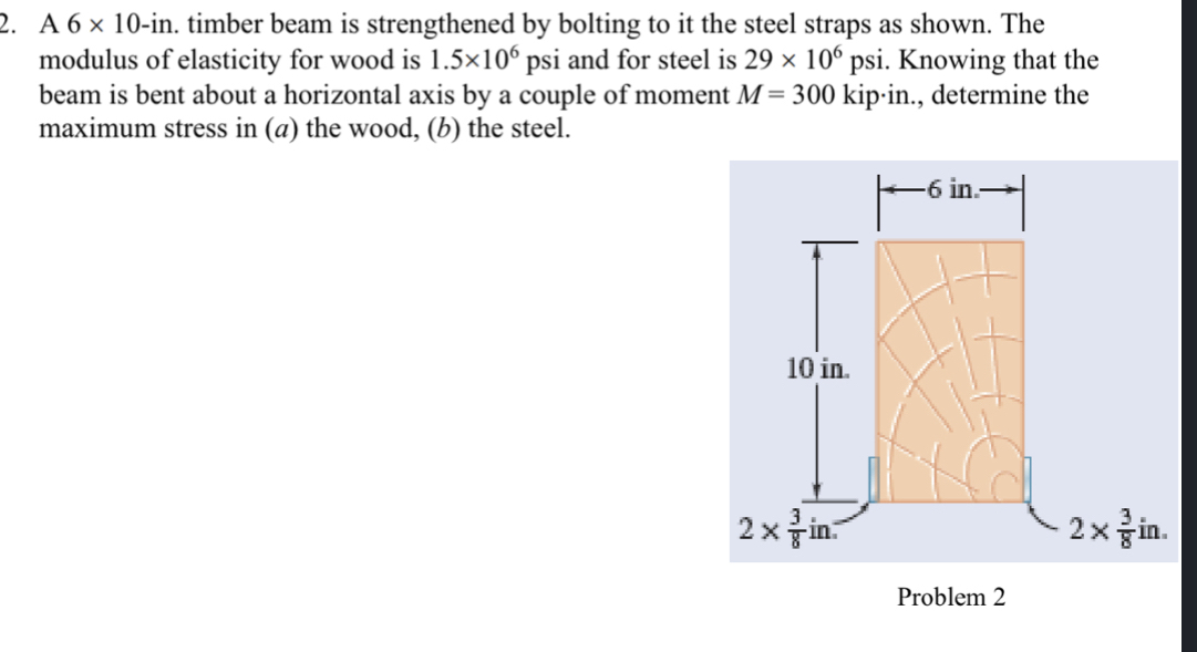 A 6 1 0 - in . timber beam is strengthened by