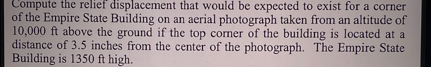 Compute the relief displacement that would be