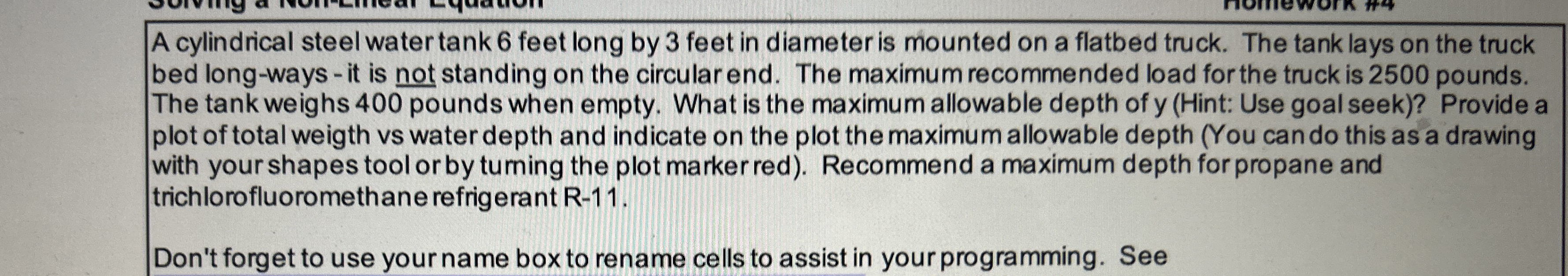 A cylindrical steel water tank 6 feet long by 3