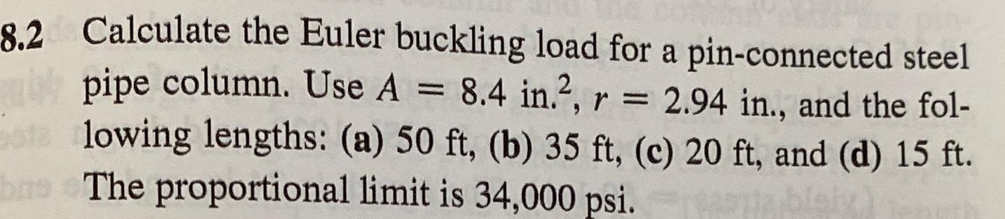 8 . 2 Calculate the Euler buckling load for a pin