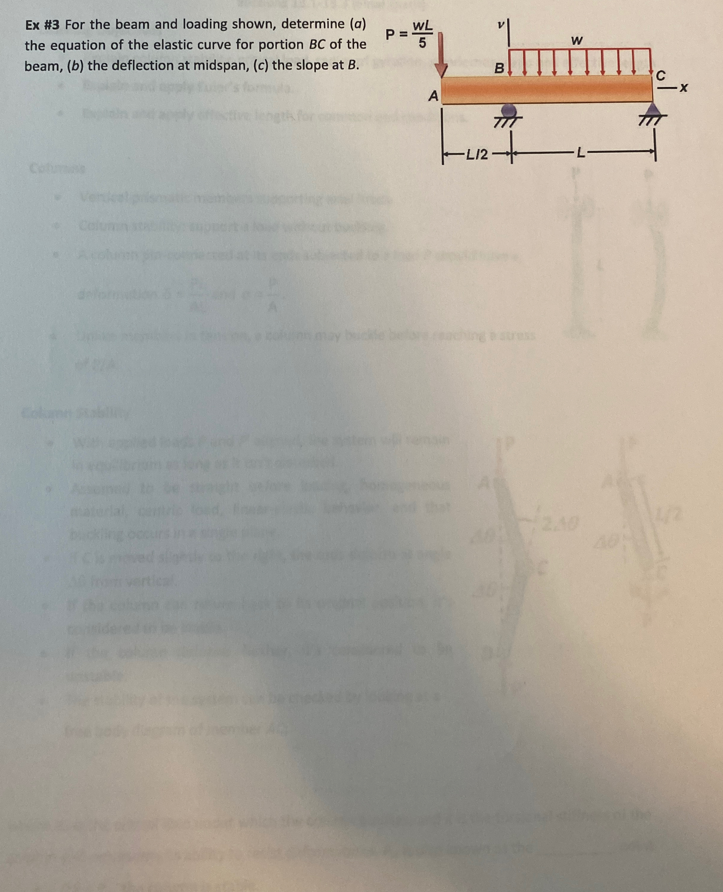 Ex # 3 For the beam and loading shown, determine