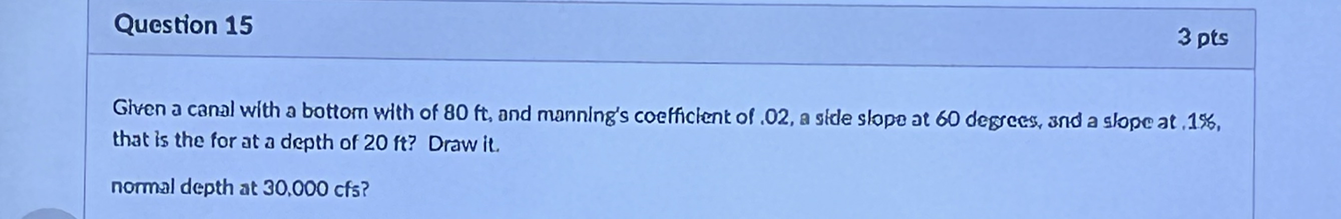 Given a canal with a bottom with of 8 0 ft , and