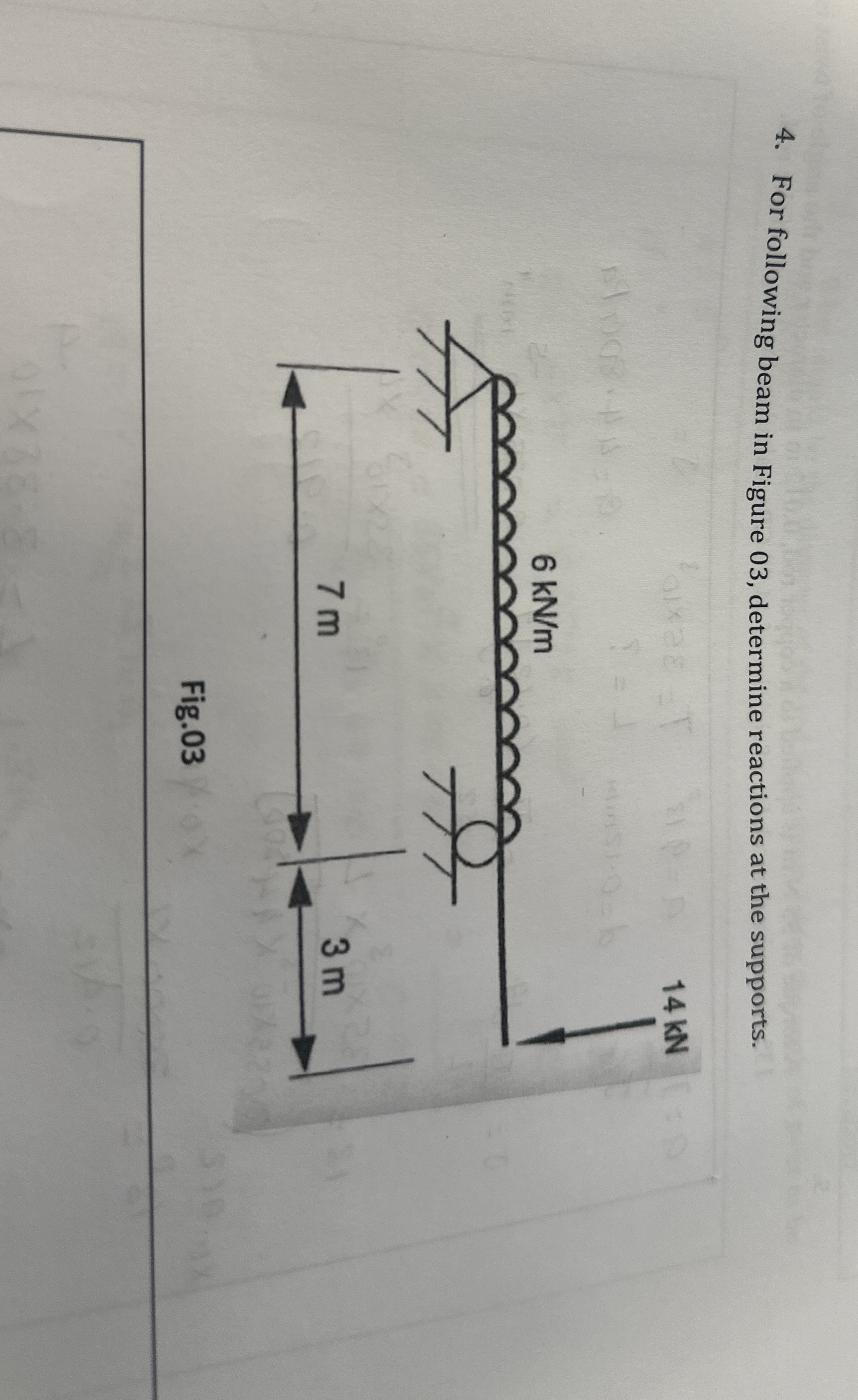 For following beam in Figure 0 3 , determine