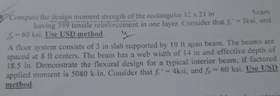 Compute the design moment strength of the