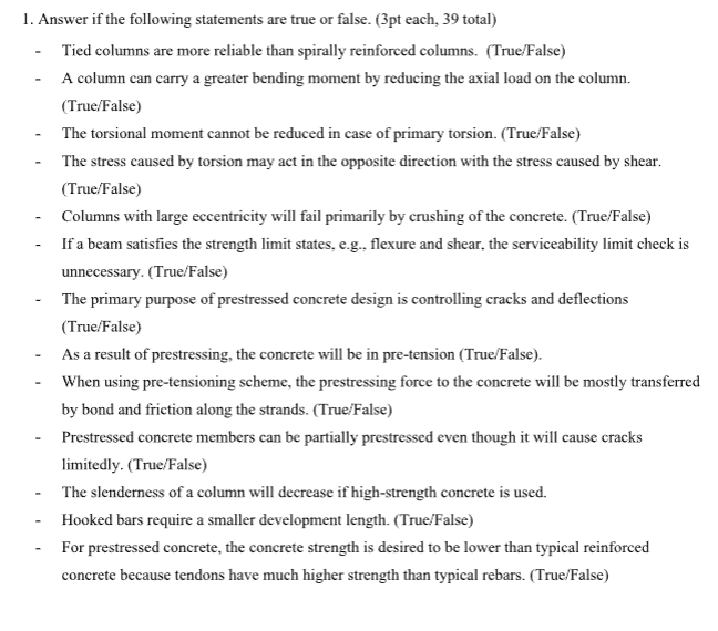 Answer if the following statements are true or