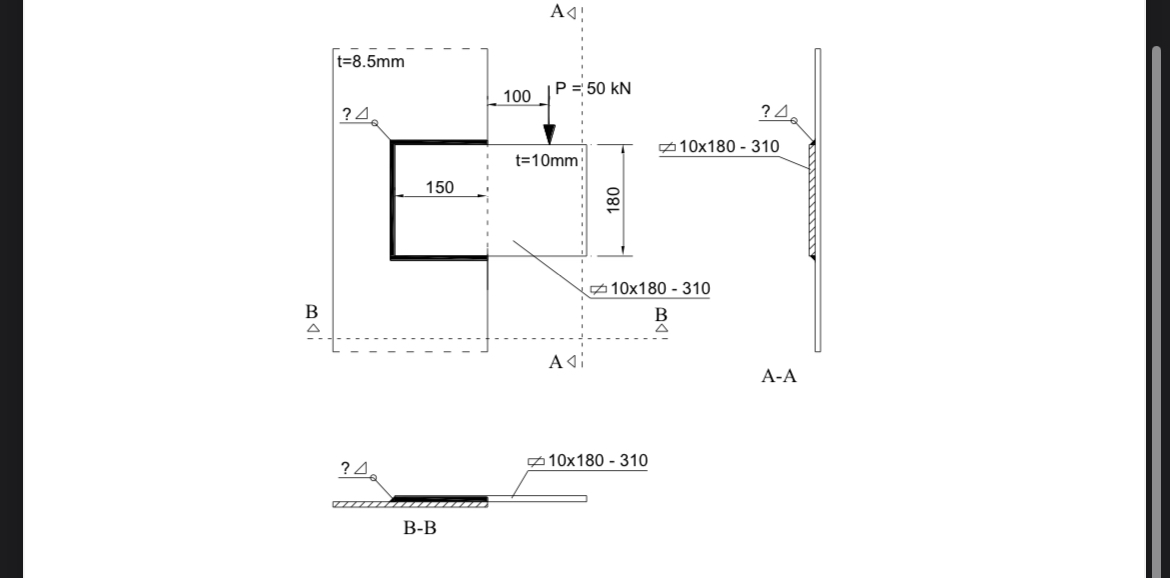 Determine the required weld thickness in the