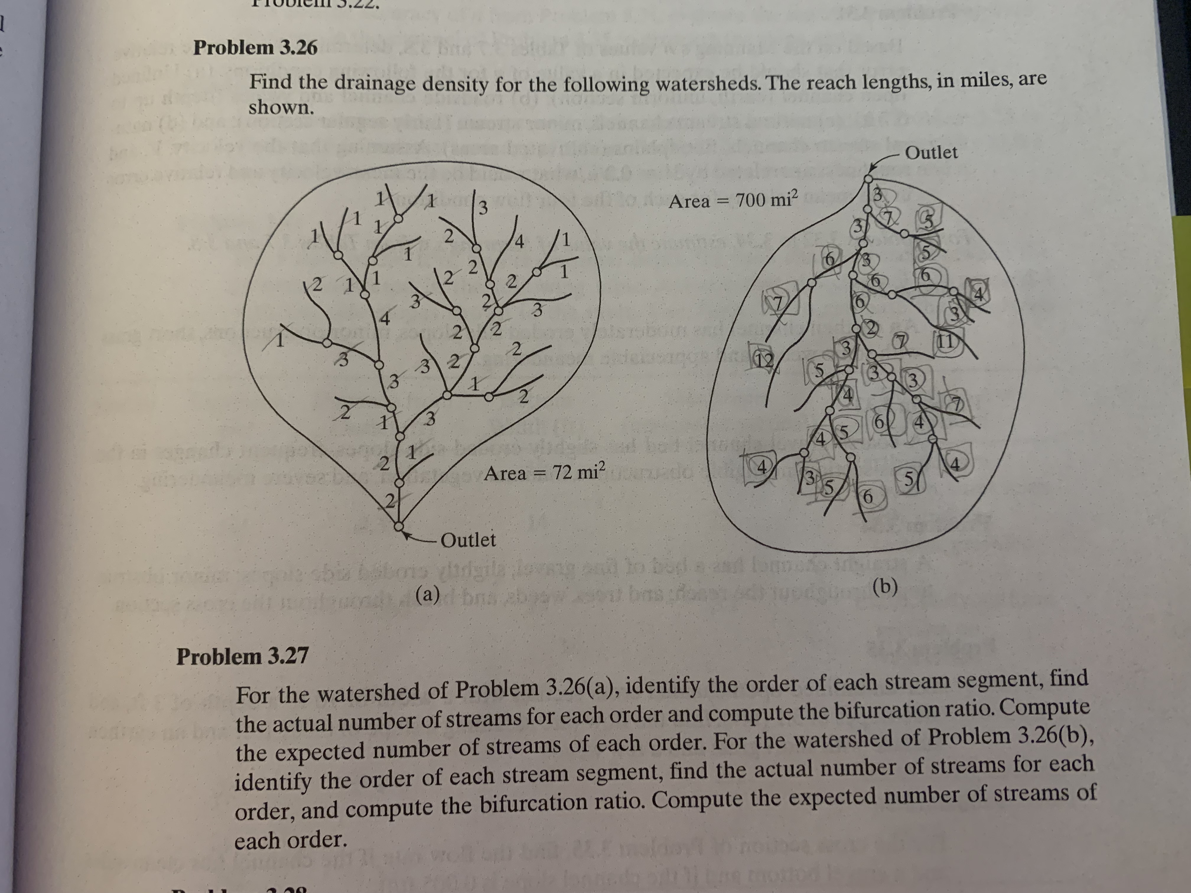 Problem 3 . 2 6 Find the drainage density for the